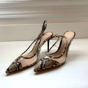 Zara snakeskin slingback pumps